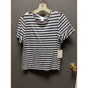Nordstrom 1901 Size XS Blue White Striped short sleeve top Tshirt crew neck